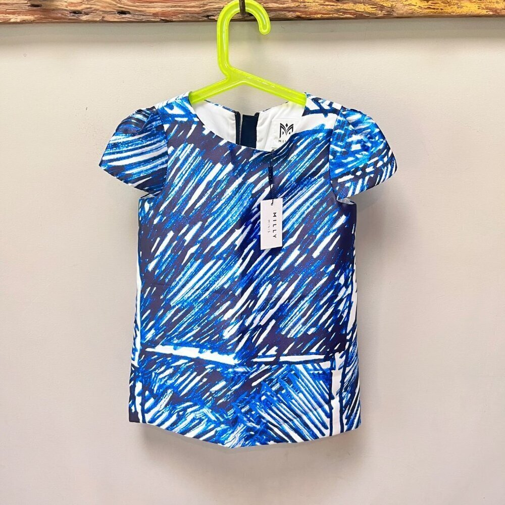 Milly Minis Scribble Print Chloe‎ Dress Blue/White Size 4
